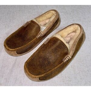 UGG Ascot Chestnut Bomber Suede‎ Sheepskin Slippers Men's 8 Women's 9 Shoes